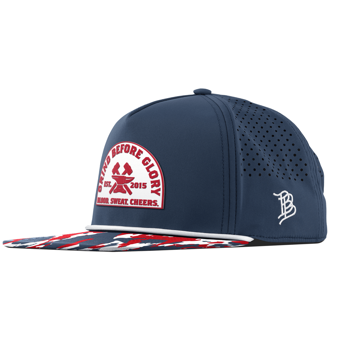 Grind Before Glory Flat 5 Panel Rope Orion/USA Camo + White Rope