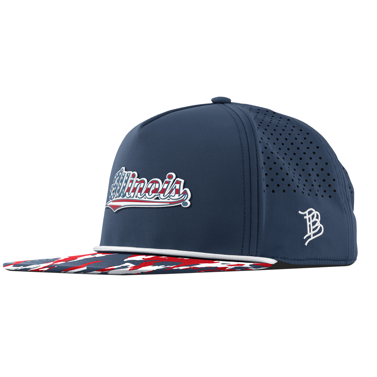 University of Illinois "Illinois Stars & Stripes" Flat 5 Panel Rope Orion/USA Camo + White Rope