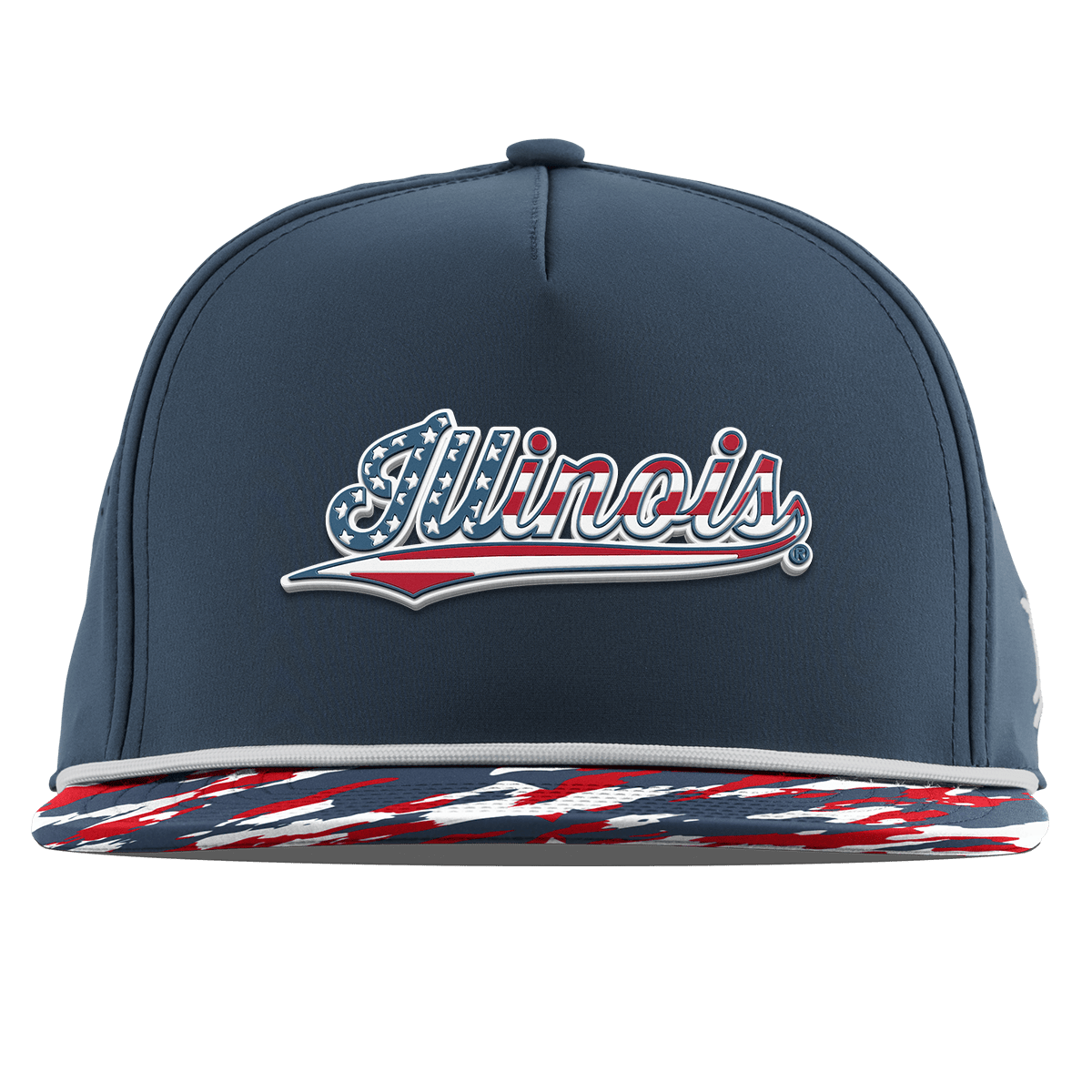 University of Illinois "Illinois Stars & Stripes" Flat 5 Panel Rope Orion/USA Camo + White Rope