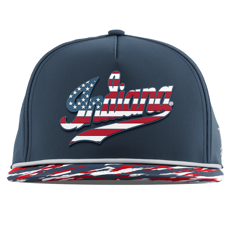 Indiana University "Indiana Stars & Stripes" Flat 5 Panel Rope Orion/USA Camo + White Rope