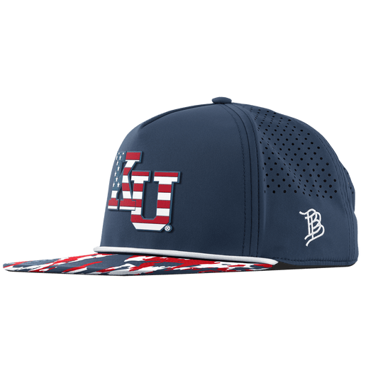 University of Kansas "Kansas Stars & Stripes" Flat 5 Panel Rope Orion/USA Camo + White Rope