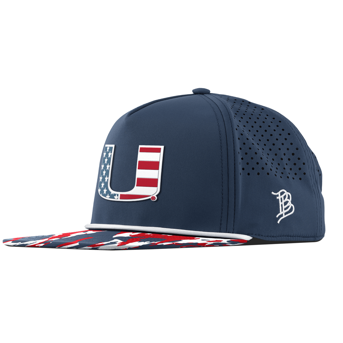 University of Miami "Miami Stars & Stripes" Flat 5 Panel Rope Orion/USA Camo + White Rope