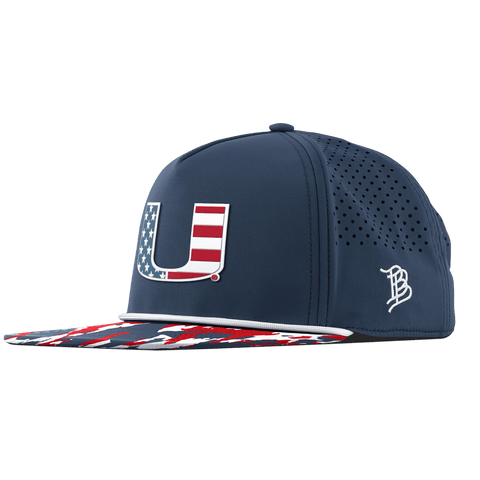 University of Miami "Miami Stars & Stripes" Flat 5 Panel Rope Orion/USA Camo + White Rope