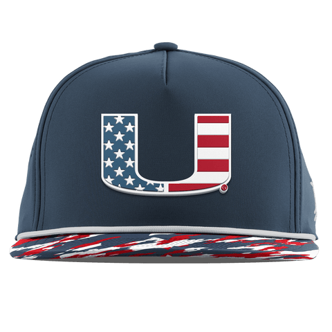 University of Miami "Miami Stars & Stripes" Flat 5 Panel Rope Orion/USA Camo + White Rope