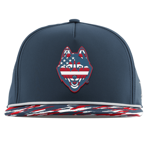 University of Connecticut "UConn Stars & Stripes" Flat 5 Panel Rope Orion/USA Camo + White Rope