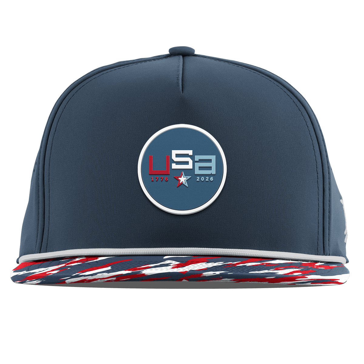 USA 250 Flat 5 Panel Rope Back Orion/USA Camo + White Rope