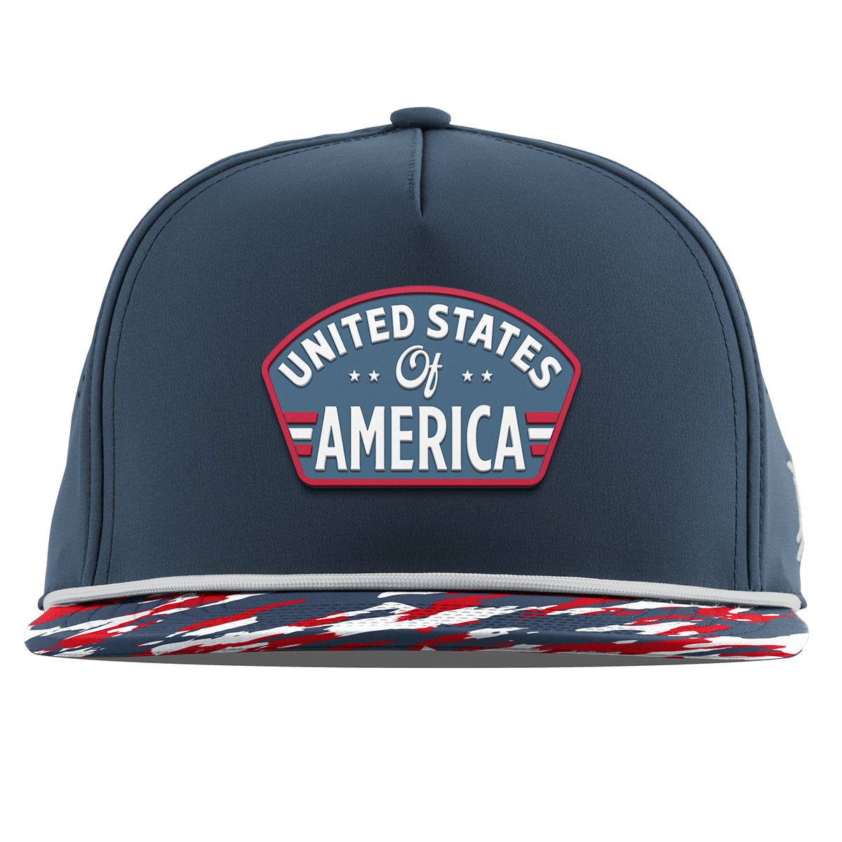 United States of America Badge Flat 5 Panel Rope Orion/USA Camo + White Rope