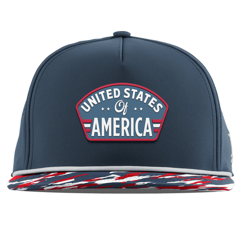 United States of America Badge Flat 5 Panel Rope Orion/USA Camo + White Rope