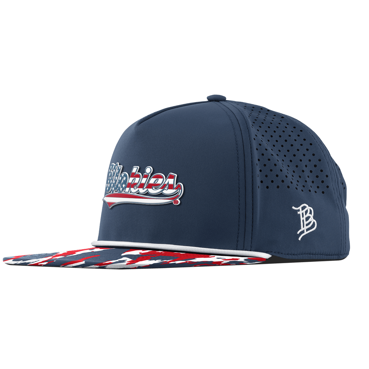 Virginia Tech University "Hokies Stars & Stripes" Flat 5 Panel Rope Orion/USA Camo + White Rope
