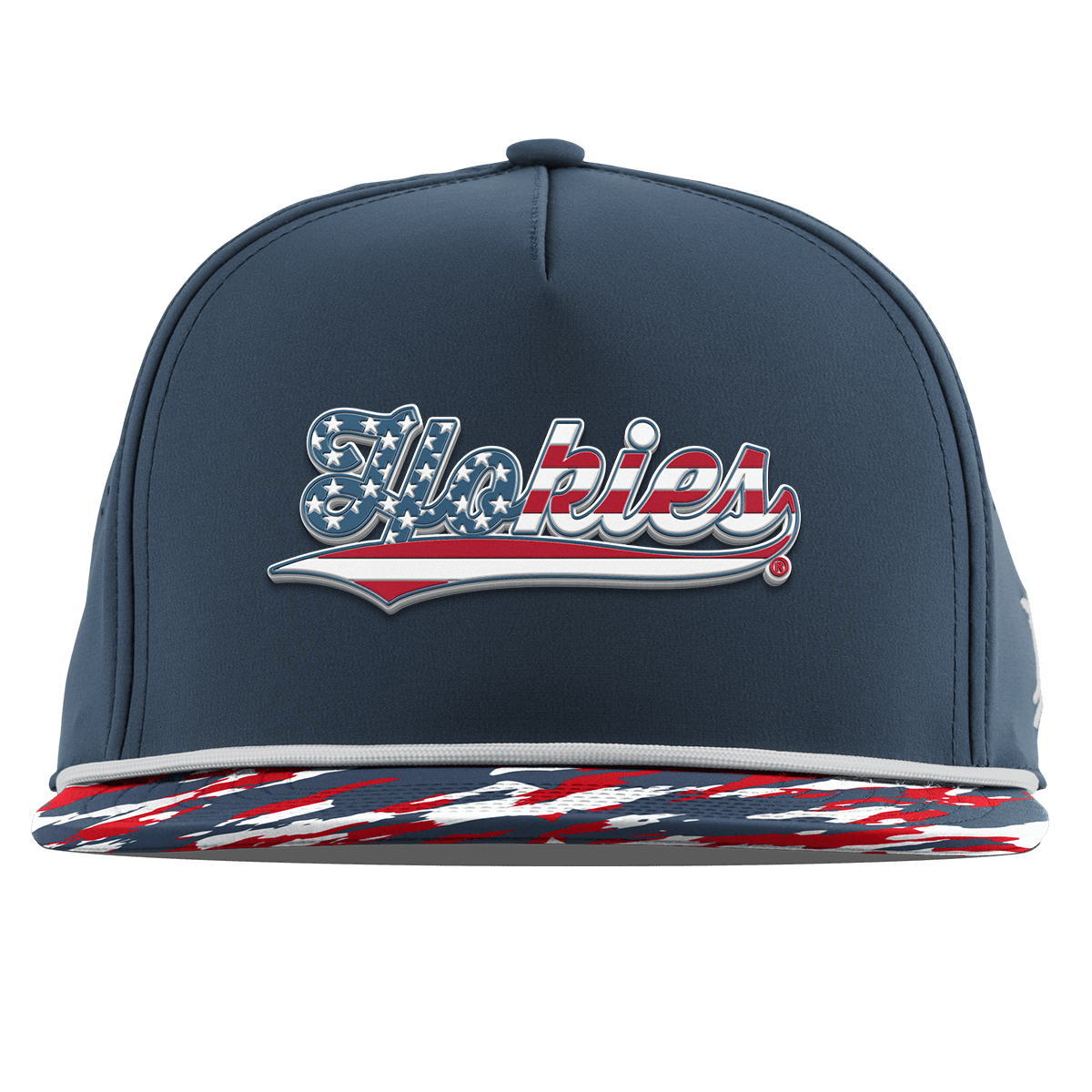 Virginia Tech University "Hokies Stars & Stripes" Flat 5 Panel Rope Orion/USA Camo + White Rope