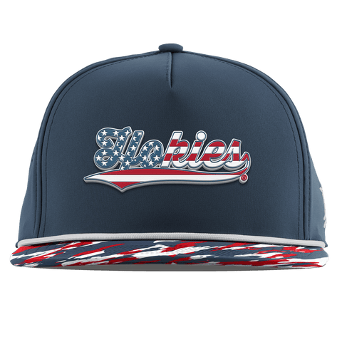 Virginia Tech University "Hokies Stars & Stripes" Flat 5 Panel Rope Orion/USA Camo + White Rope