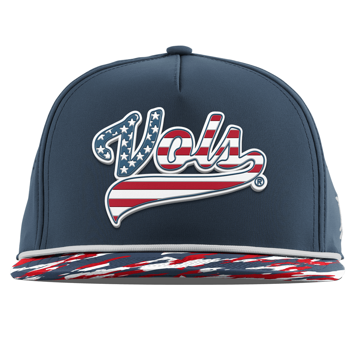 University of Tennessee "Vols Stars & Stripes" Flat 5 Panel Rope Orion/USA Camo + White Rope