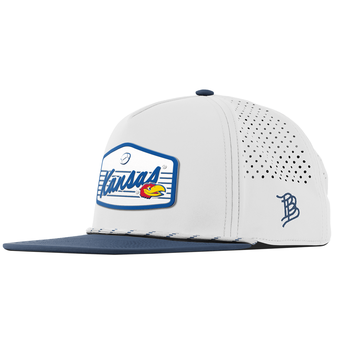 University of Kansas "Jayhawks Football" Flat 5 Panel Rope White/Orion