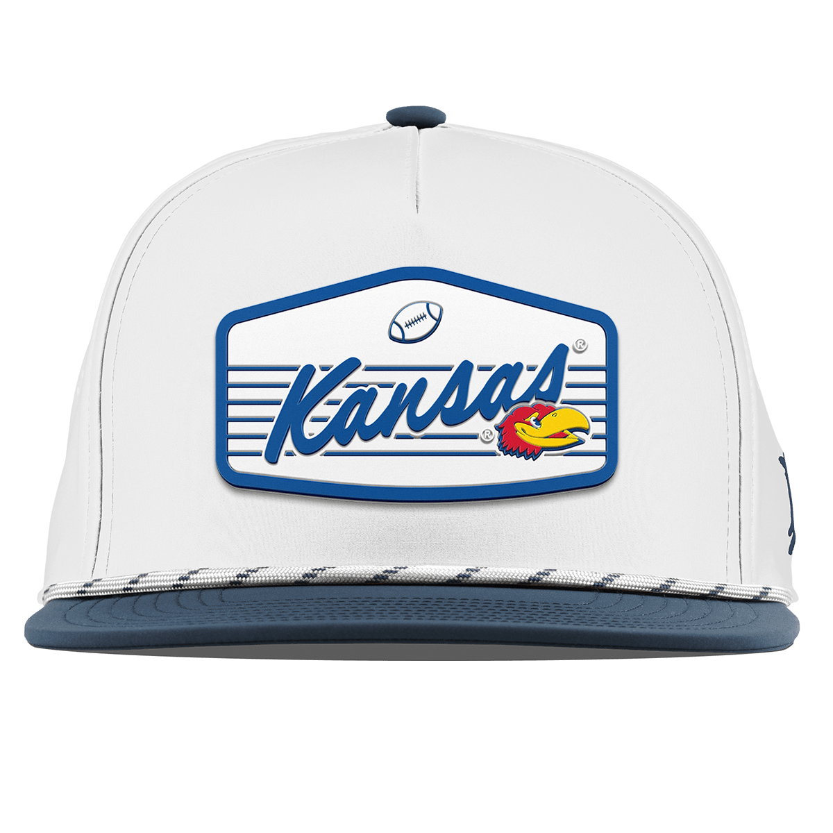 University of Kansas "Jayhawks Football" Flat 5 Panel Rope White/Orion