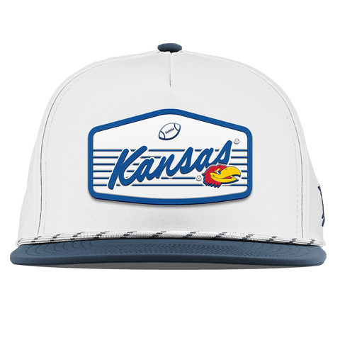 University of Kansas "Jayhawks Football" Flat 5 Panel Rope White/Orion