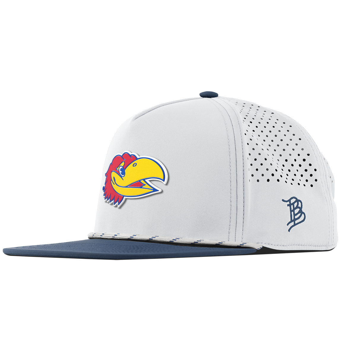 University of Kansas "KU Big Jay" Flat 5 Panel Rope White/Orion