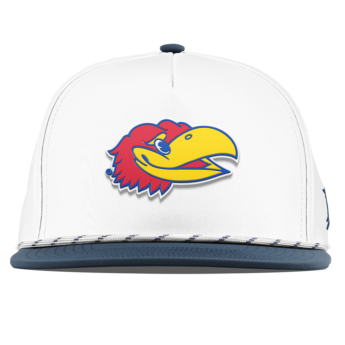 University of Kansas "KU Big Jay" Flat 5 Panel Rope White/Orion