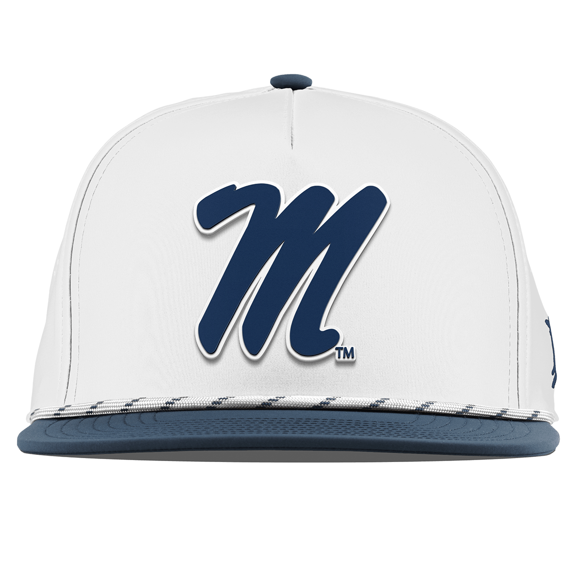 University of Mississippi "Ole Miss Block M Navy" Flat 5 Panel Rope White/Orion