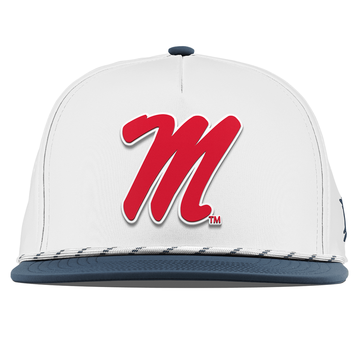 University of Mississippi "Ole Miss Block M Red" Flat 5 Panel Rope White/Orion