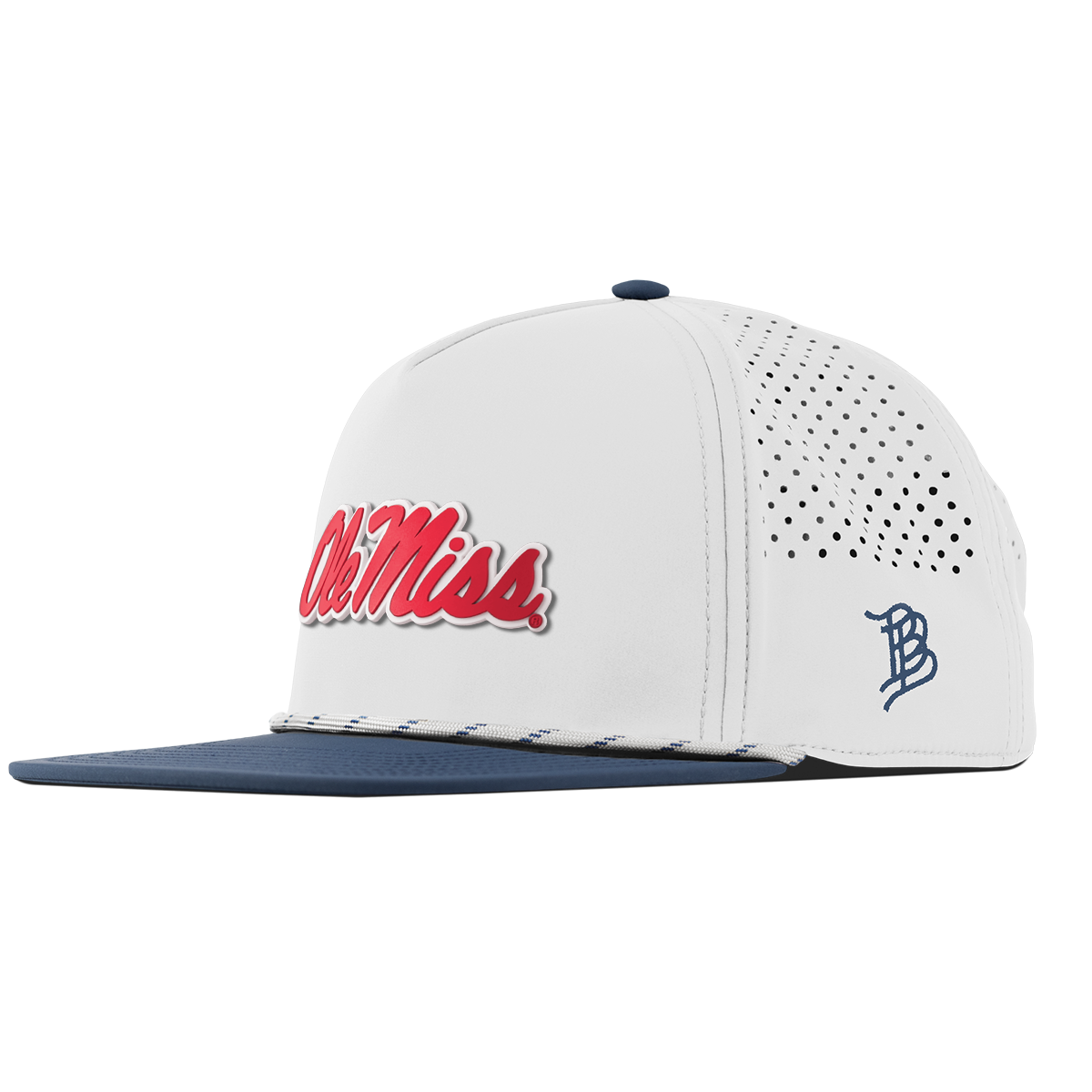 University of Mississippi "Ole Miss Crimson Script" Flat 5 Panel Rope White/Orion