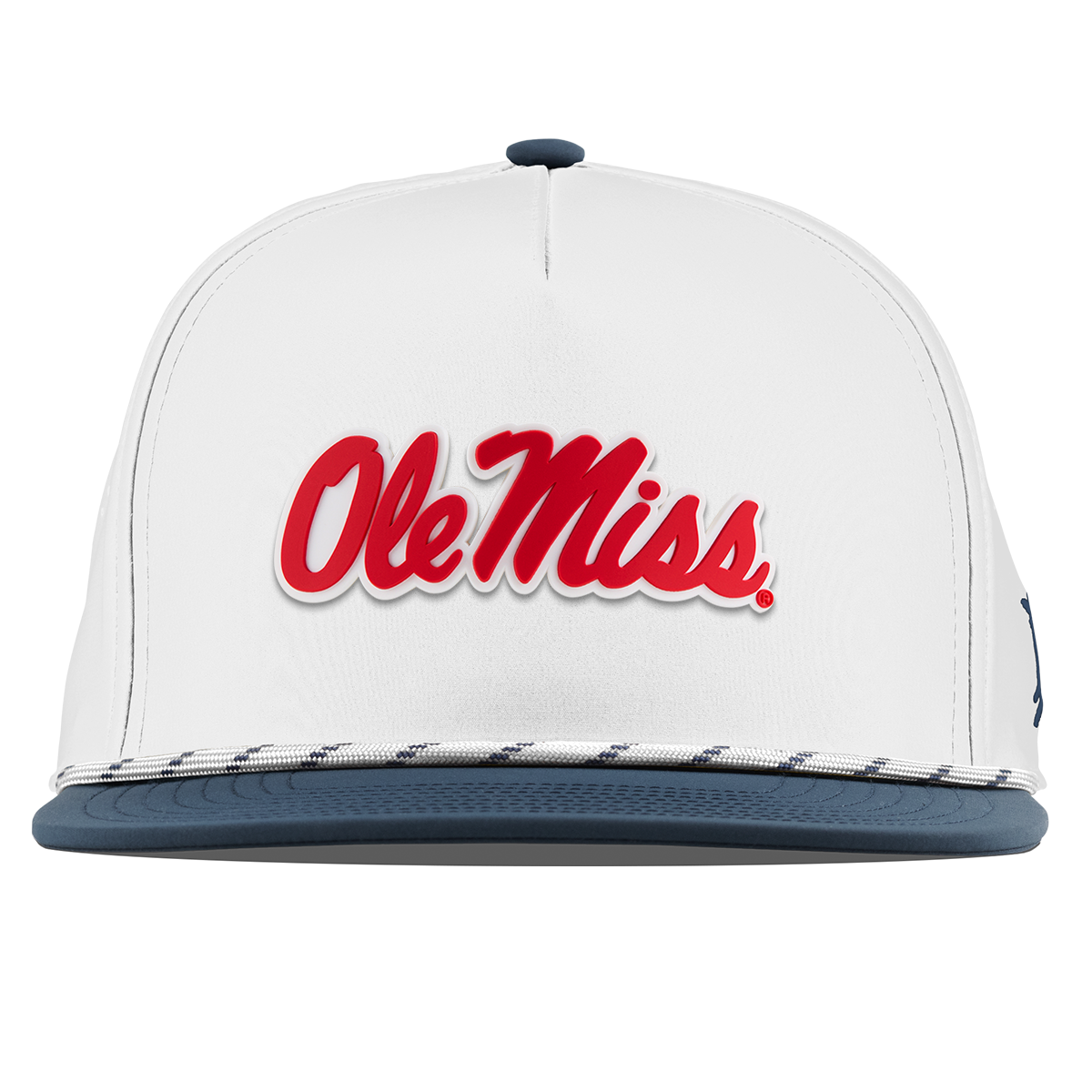 University of Mississippi "Ole Miss Crimson Script" Flat 5 Panel Rope White/Orion