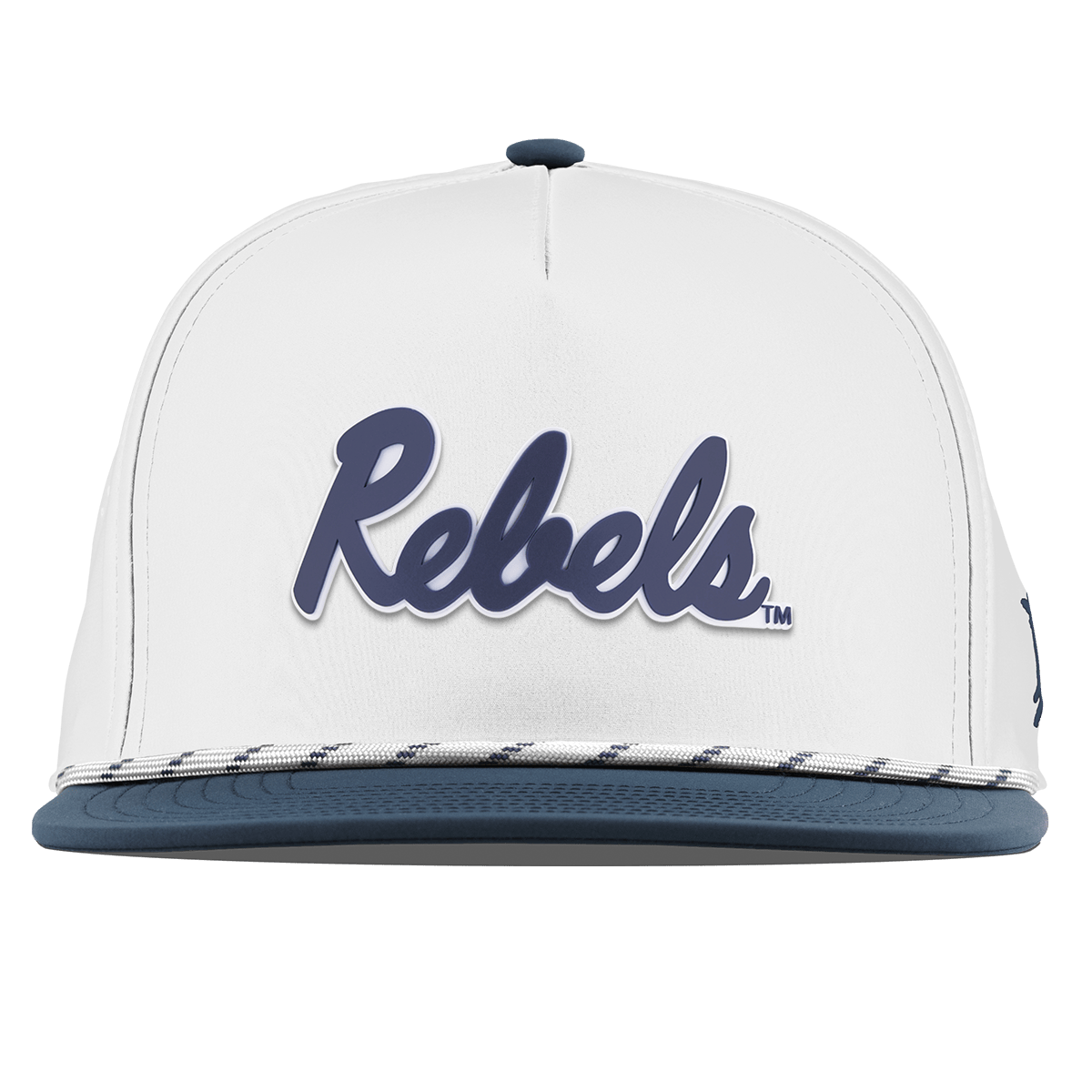 University of Mississippi "Ole Miss Navy Rebels" Flat 5 Panel Rope White/Orion