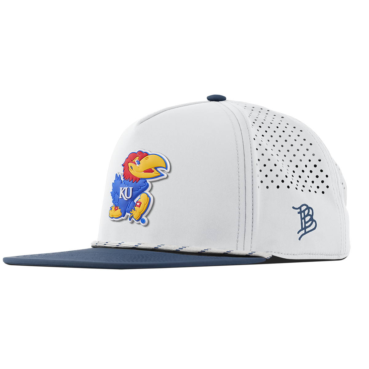 University of Kansas "Rock Chalk Jayhawk" Flat 5 Panel Rope White/Orion