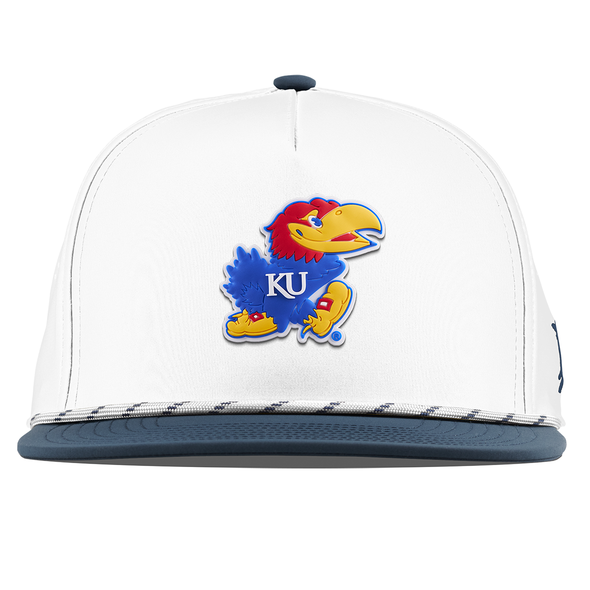 University of Kansas "Rock Chalk Jayhawk" Flat 5 Panel Rope White/Orion