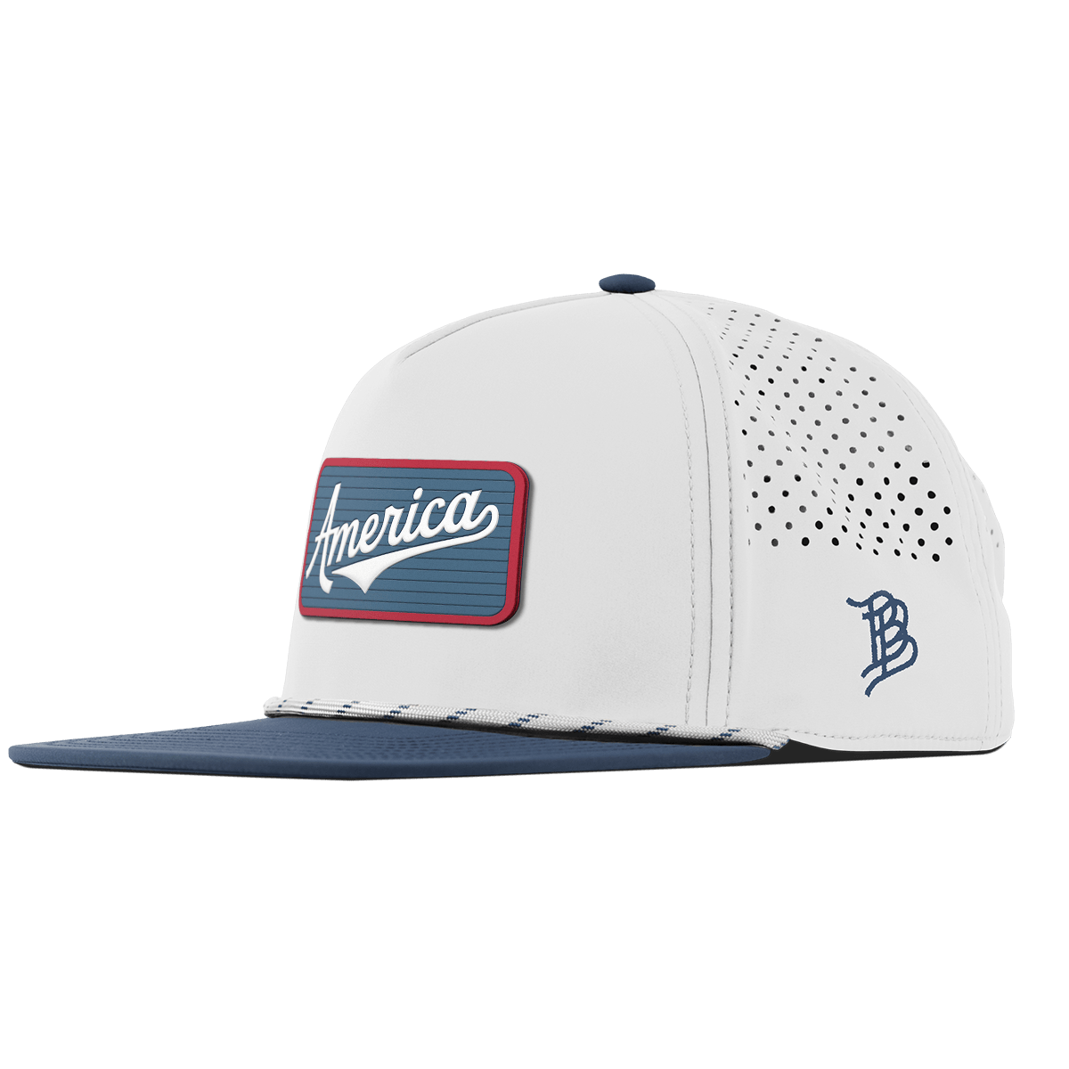 USA America Badge Flat 5 Panel Rope White/Orion