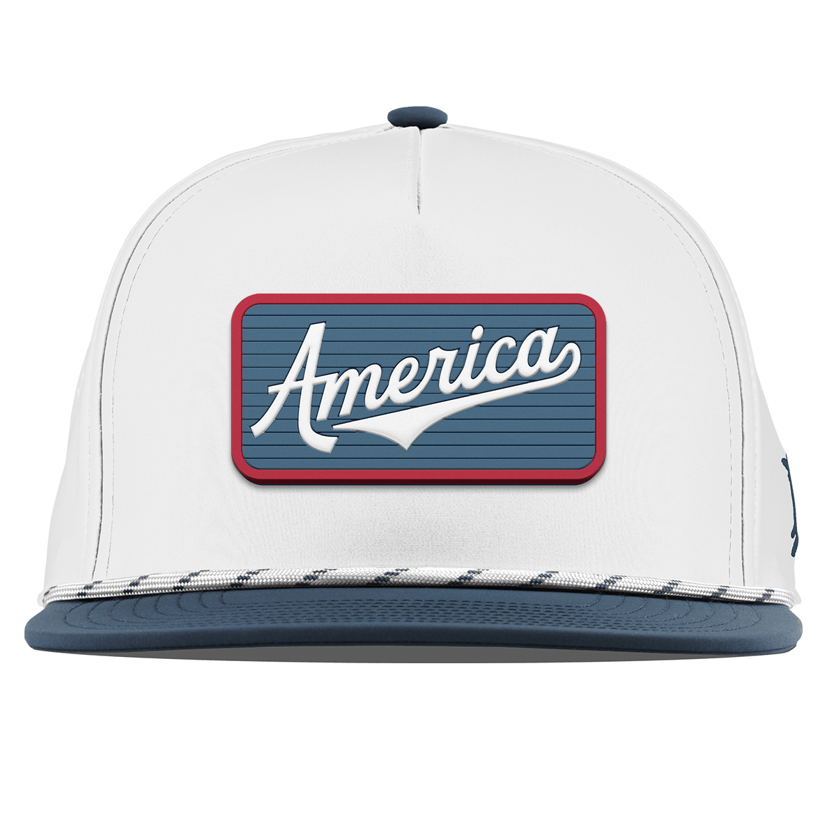USA America Badge Flat 5 Panel Rope White/Orion