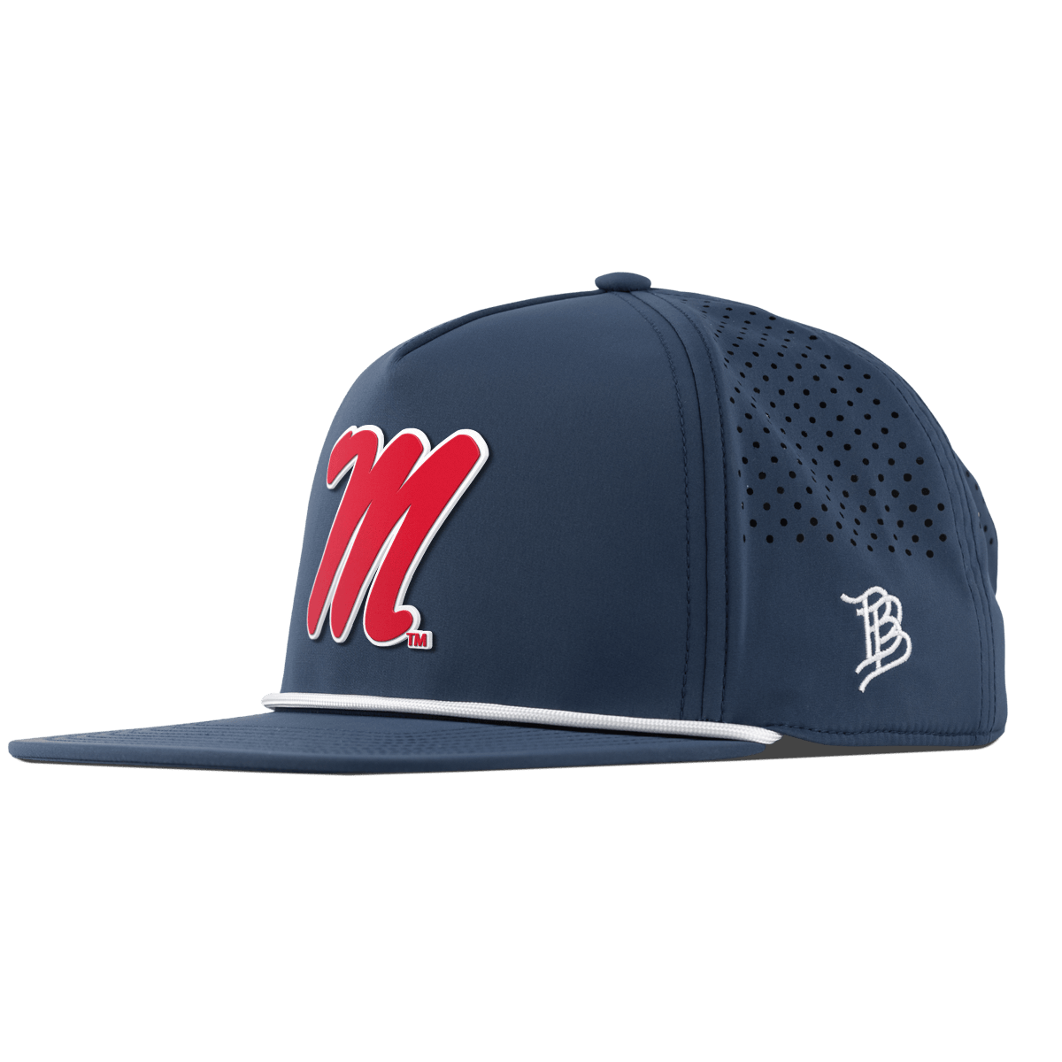 University of Mississippi "Ole Miss Block M Red" Flat 5 Panel Rope Orion