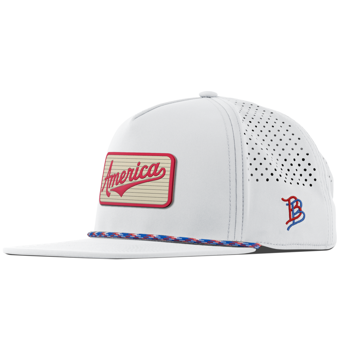 America Badge Flat 5 Panel Rope White RWB