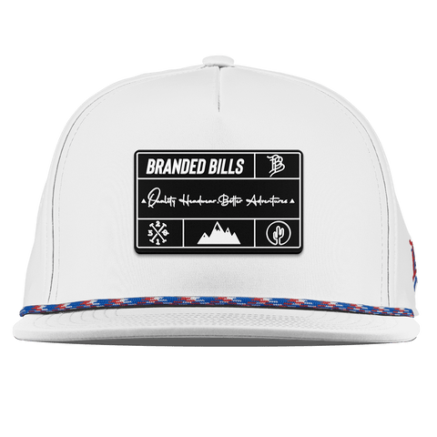 Branded Team Logo PVC Flat 5 Panel Rope White RWB