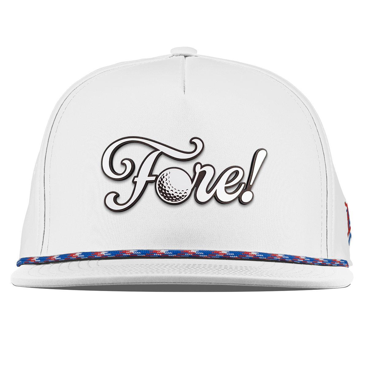 Fore! Script Flat 5 Panel Rope White RWB