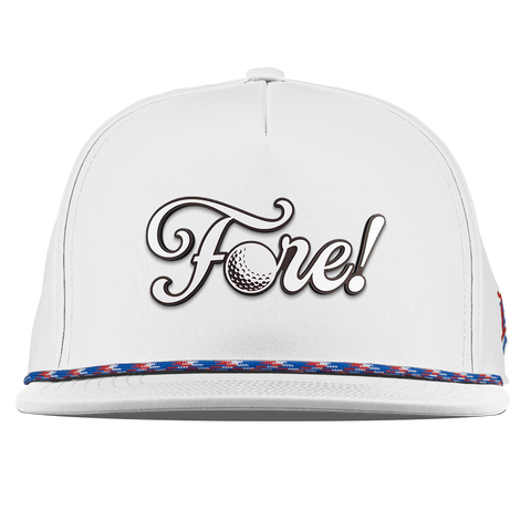 Fore! Script Flat 5 Panel Rope White RWB