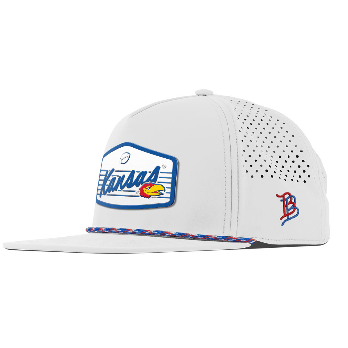 University of Kansas "Jayhawks Football" Flat 5 Panel Rope White RWB