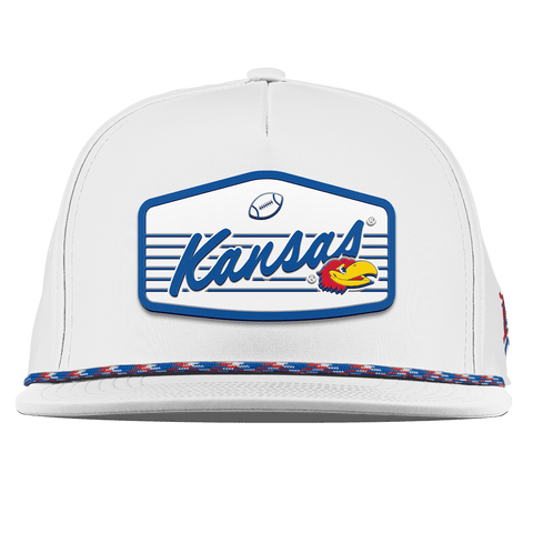 University of Kansas "Jayhawks Football" Flat 5 Panel Rope White RWB