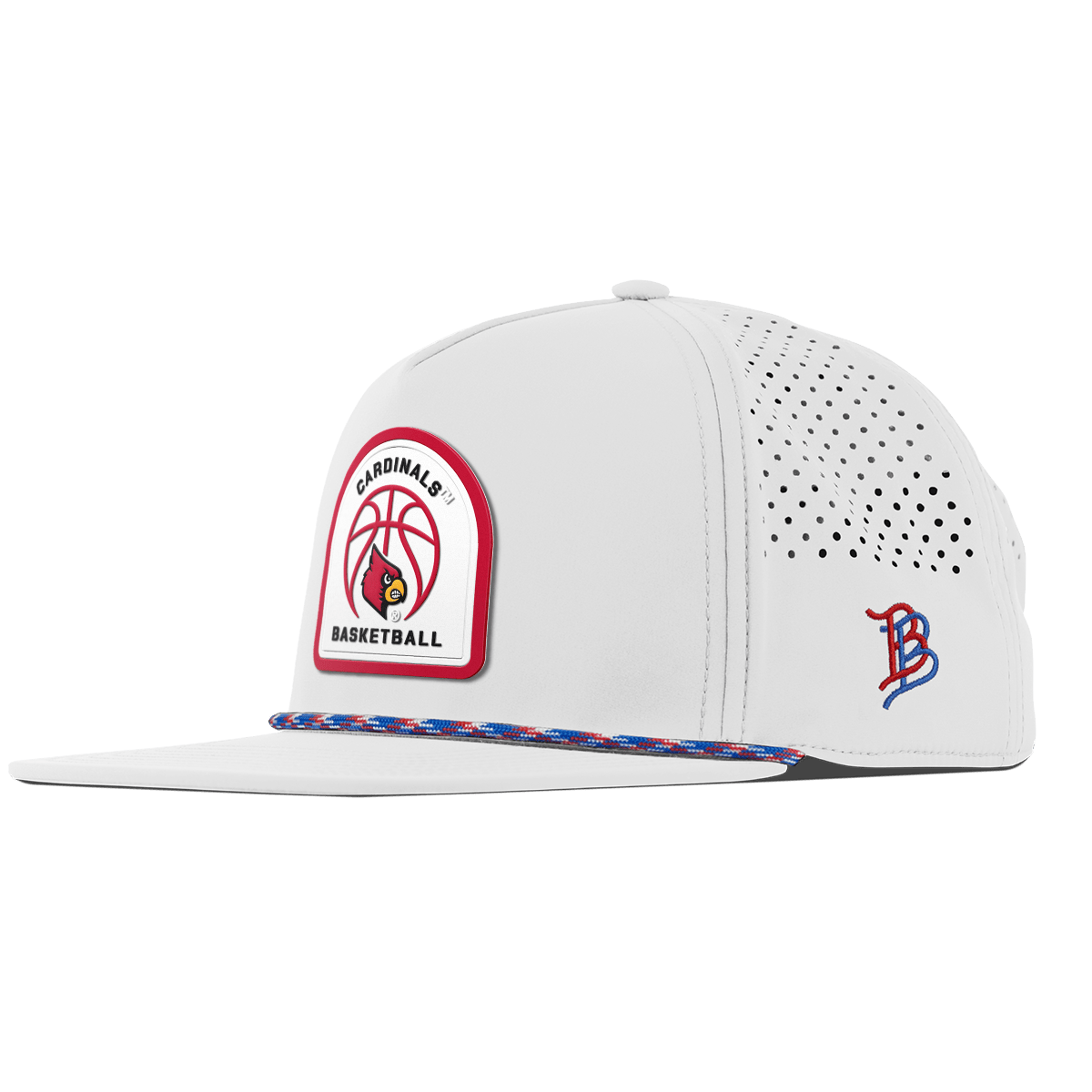 University of Louisville "Louisville Basketball" Flat 5 Panel Rope White RWB
