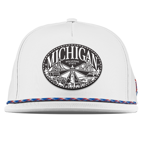 Michigan Traveler Flat 5 Panel Rope White RWB