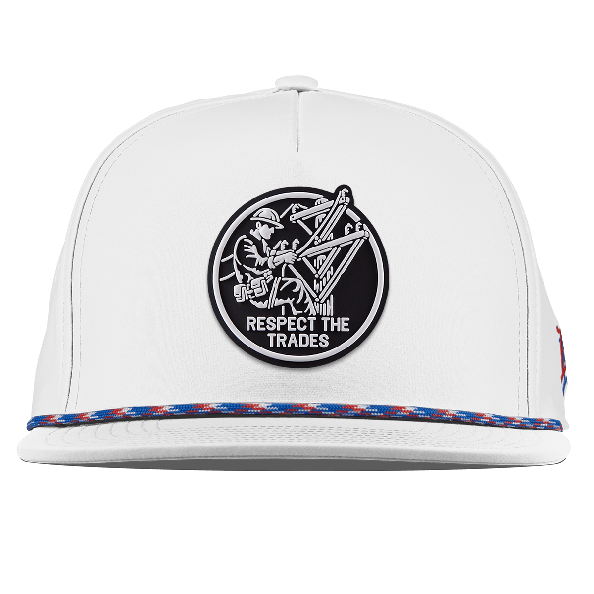 Respect The Trades Lineman Flat 5 Panel Rope White RWB
