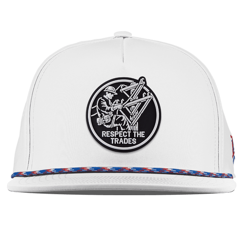 Respect The Trades Lineman Flat 5 Panel Rope White RWB