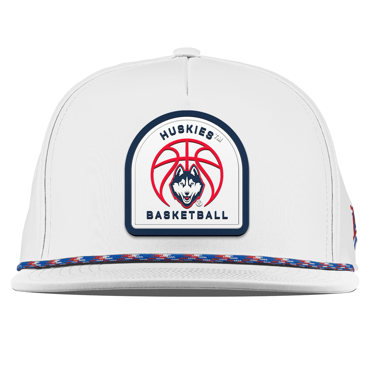 University of Connecticut "UConn Basketball" Flat 5 Panel Rope White RWB