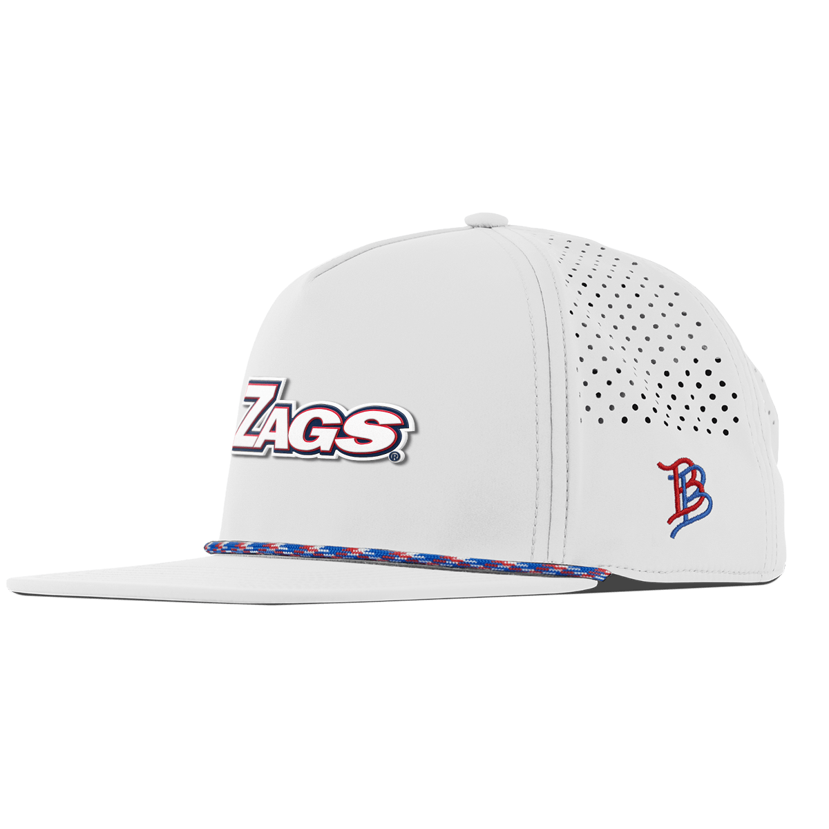 Gonzaga University "Zags Block" Flat 5 Panel Rope White RWB