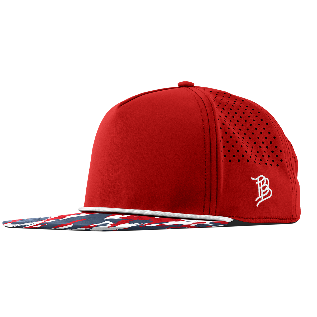 Bare Flat 5 Panel Rope Red/USA Camo + White Rope