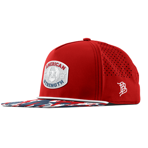 American Strength USA Flat 5 Panel Rope Red/USA Camo + White Rope