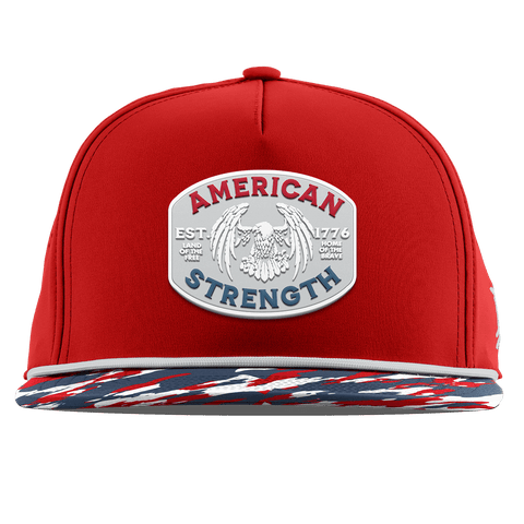 American Strength USA Flat 5 Panel Rope Red/USA Camo + White Rope