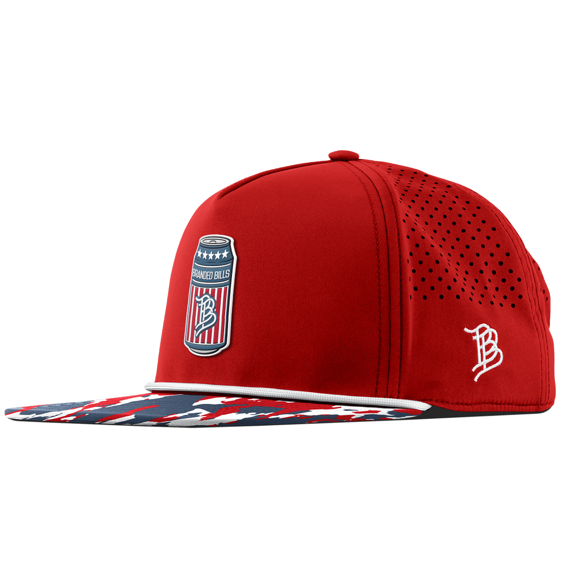 BB Brew Flat 5 Panel Rope Red/USA Camo + White Rope