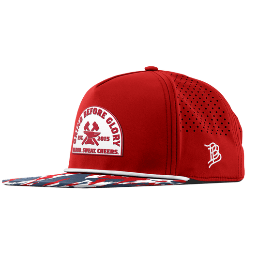 Grind Before Glory Flat 5 Panel Rope Red/USA Camo + White Rope