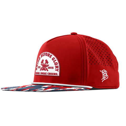 Grind Before Glory Flat 5 Panel Rope Red/USA Camo + White Rope
