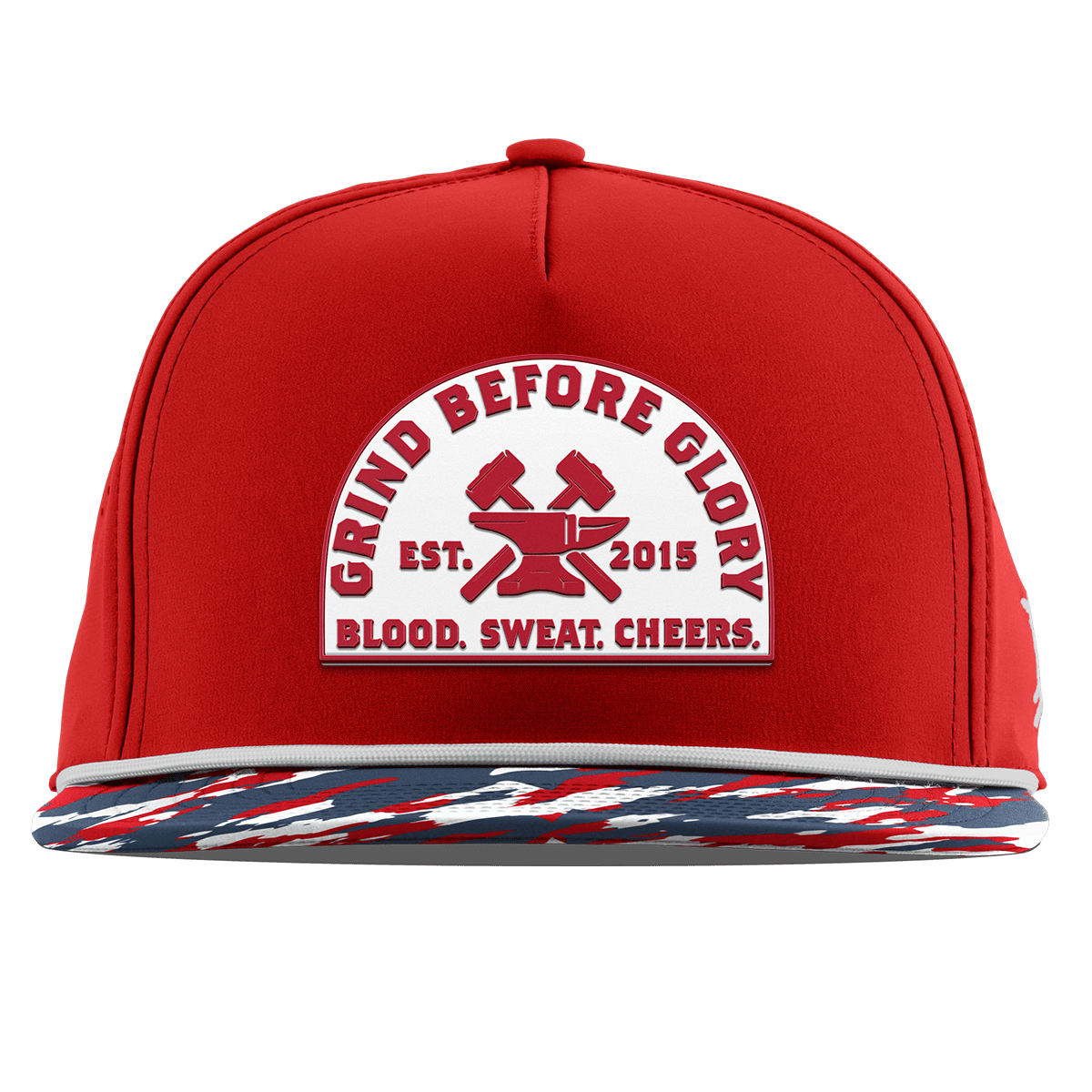 Grind Before Glory Flat 5 Panel Rope Red/USA Camo + White Rope